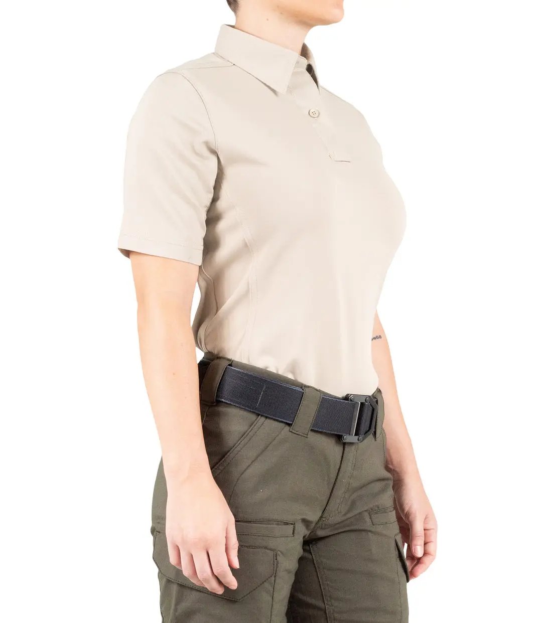 First Tactical Womens Pro Perf Short Sleeve - Khaki - close-up detail