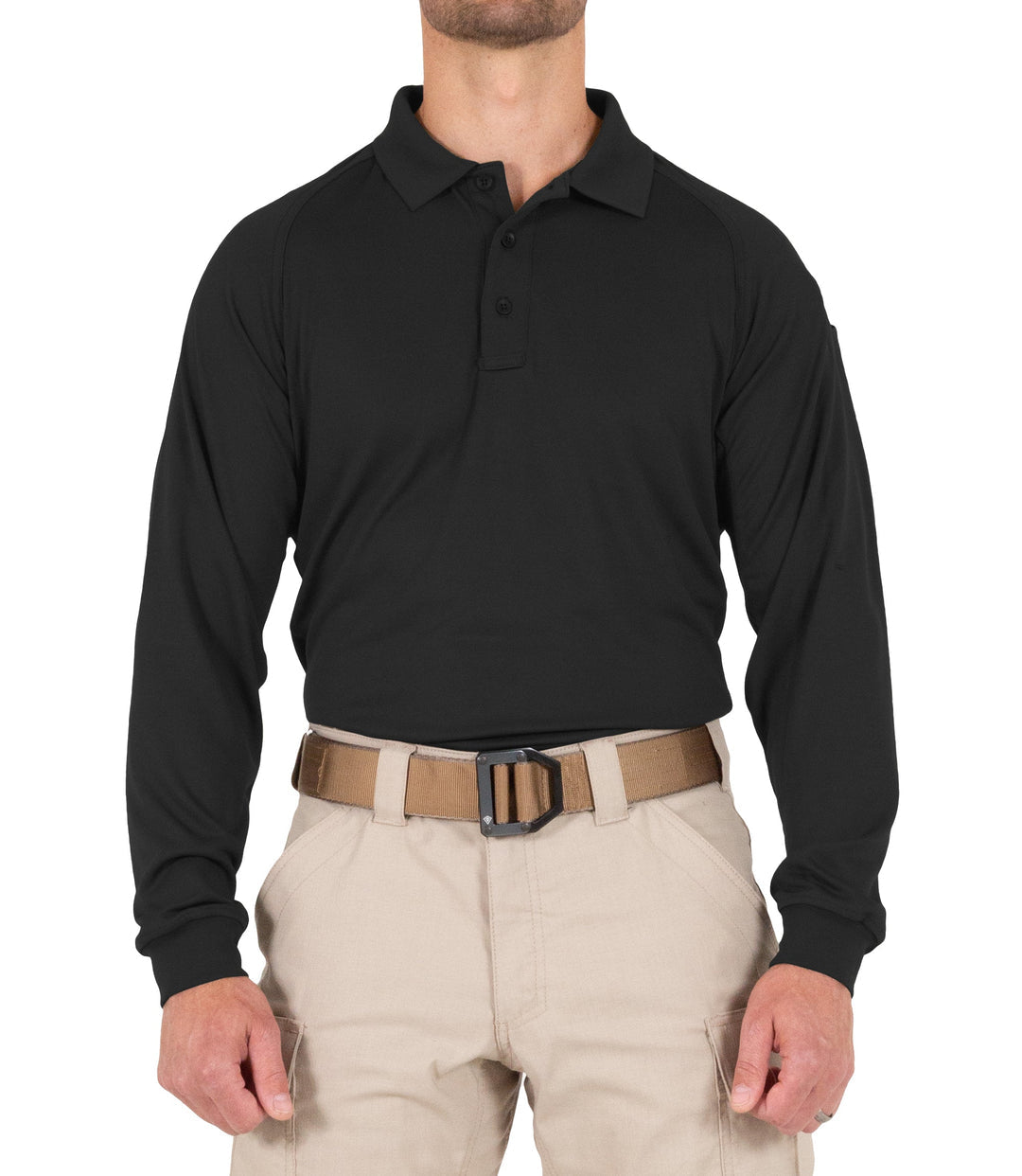 First Tactical Men’s Performance Long Sleeve Polo - Black ALL RISK UniformsCAL FIRE ALL RISK Uniforms