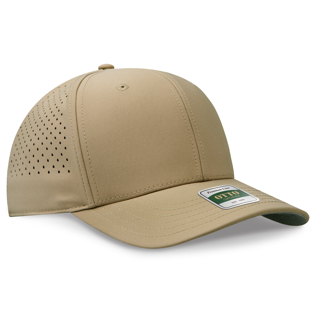 OTTO 117 Club Collection 6 Panel Pro Style Perforated Cap – Performance Polyester - Khaki