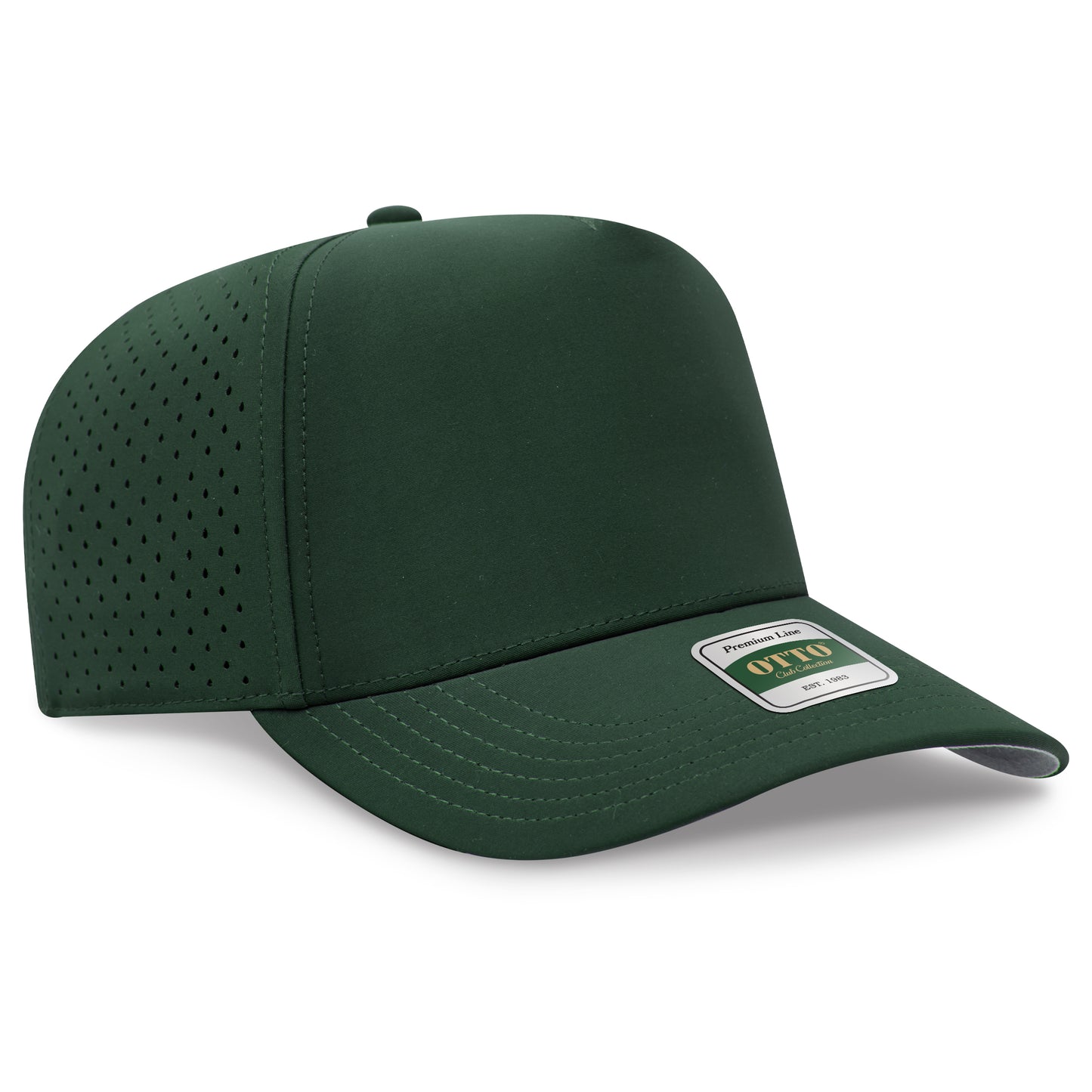 OTTO 120 Club Collection 5 Panel Mid Profile Perforated Cap – Performance Nylon - Midnight Green