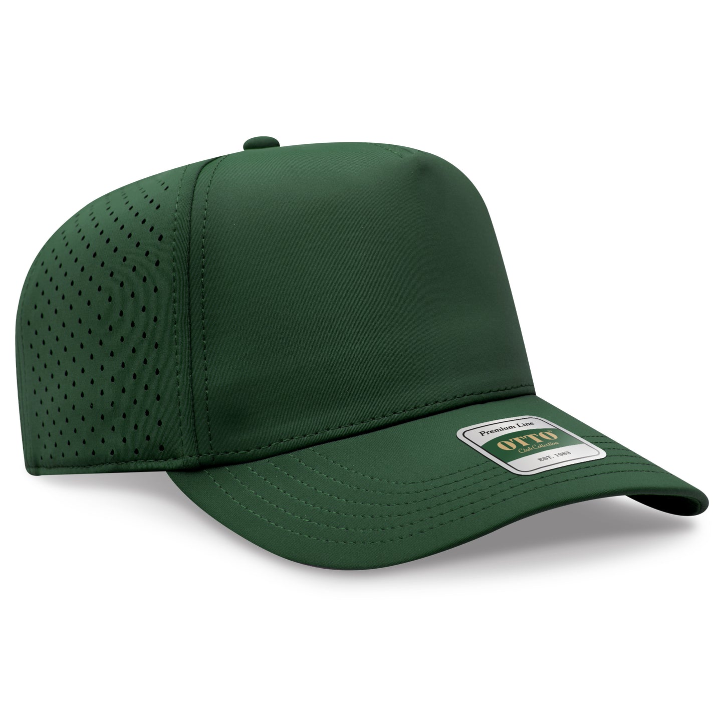 OTTO 122 Club Collection 5 Panel Pro Style Perforated Cap – Performance Nylon - Midnight Green