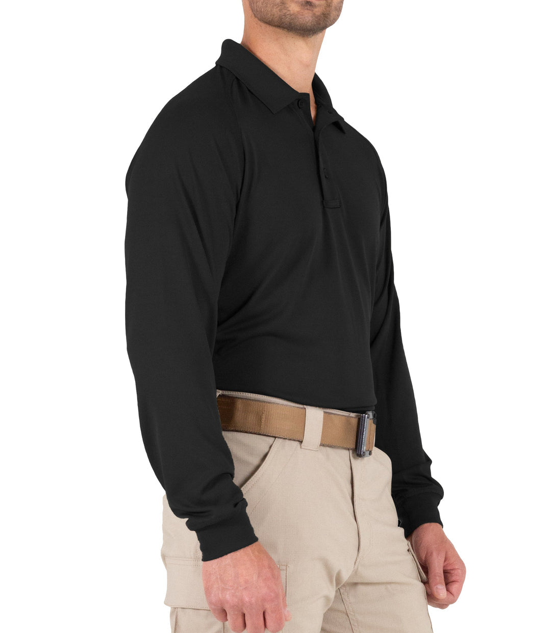 First Tactical Men’s Performance Long Sleeve Polo - Black ALL RISK UniformsCAL FIRE ALL RISK Uniforms