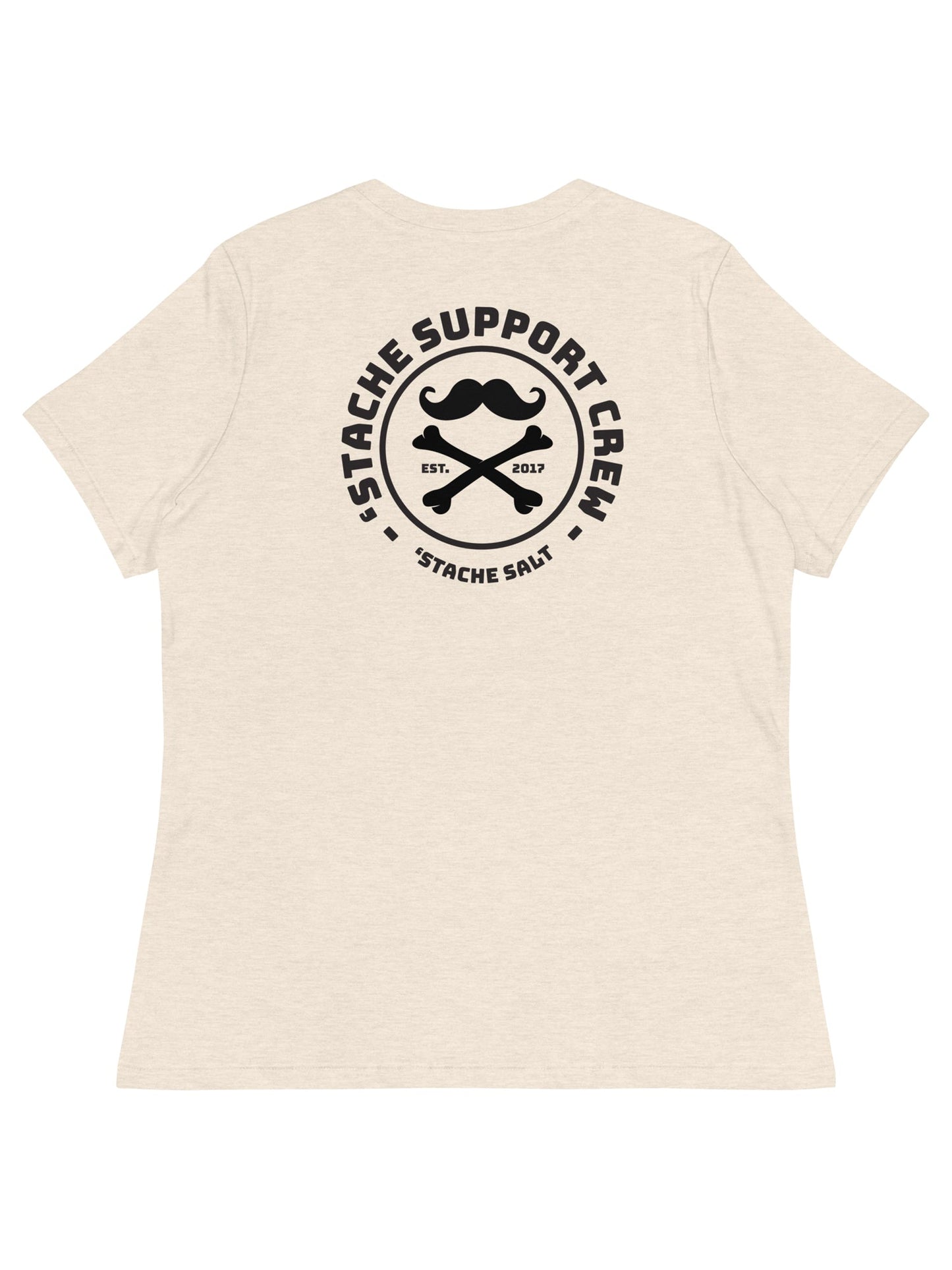 Stache Salt Ladies ‘Stache Support Crew T-Shirt — back view