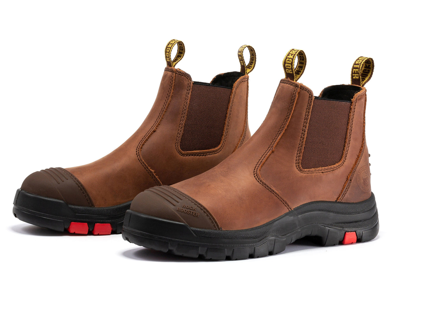 ROCKROOSTER Gammon Brown 6 inch Pull-on Steel Toe Leather Work Boots AK224ST (9)