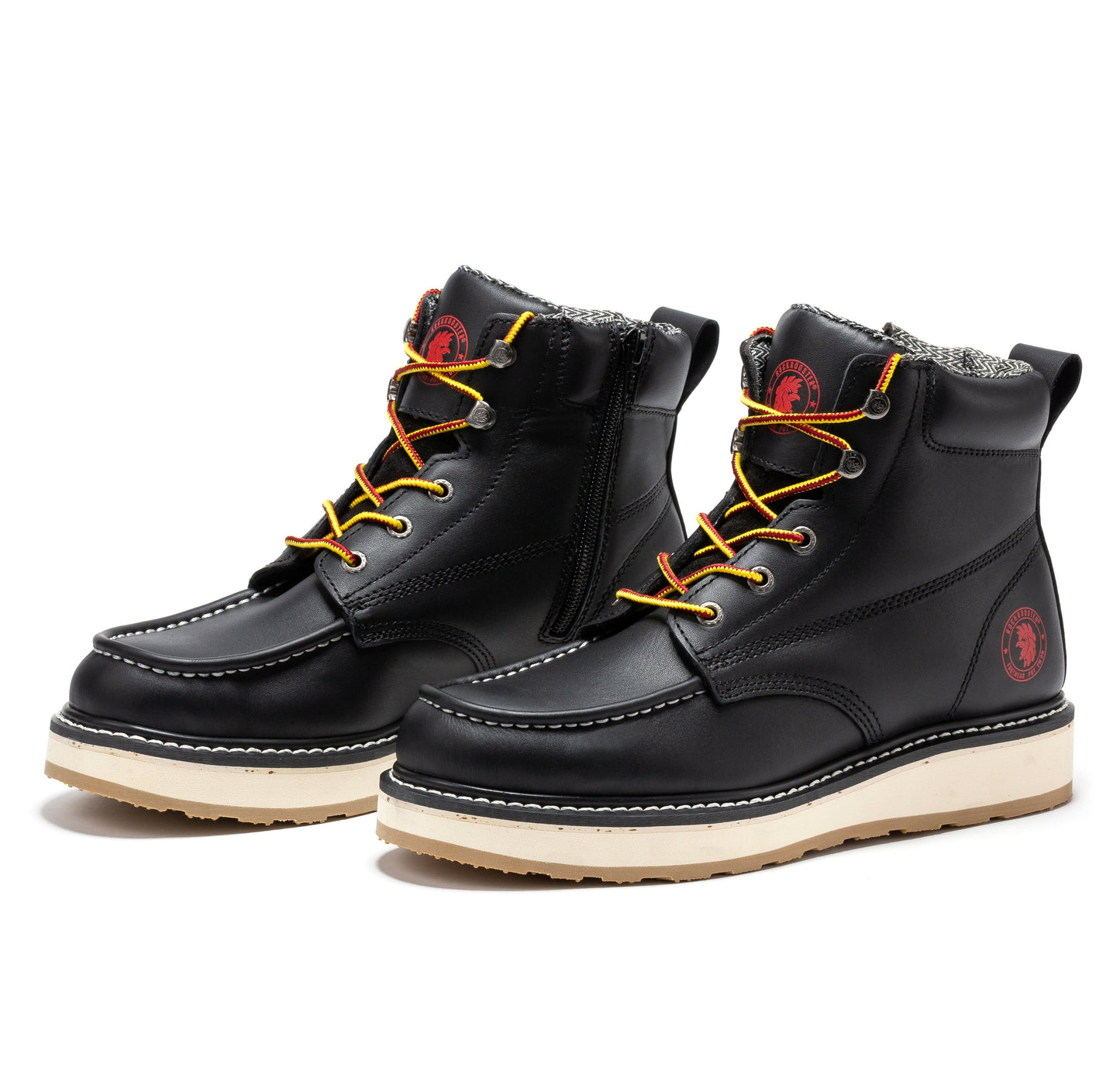 ROCKROOSTER Magnolia Men's 6 inch Black Soft Toe Zip Sided Wedge Work Boots SAP310 (10)