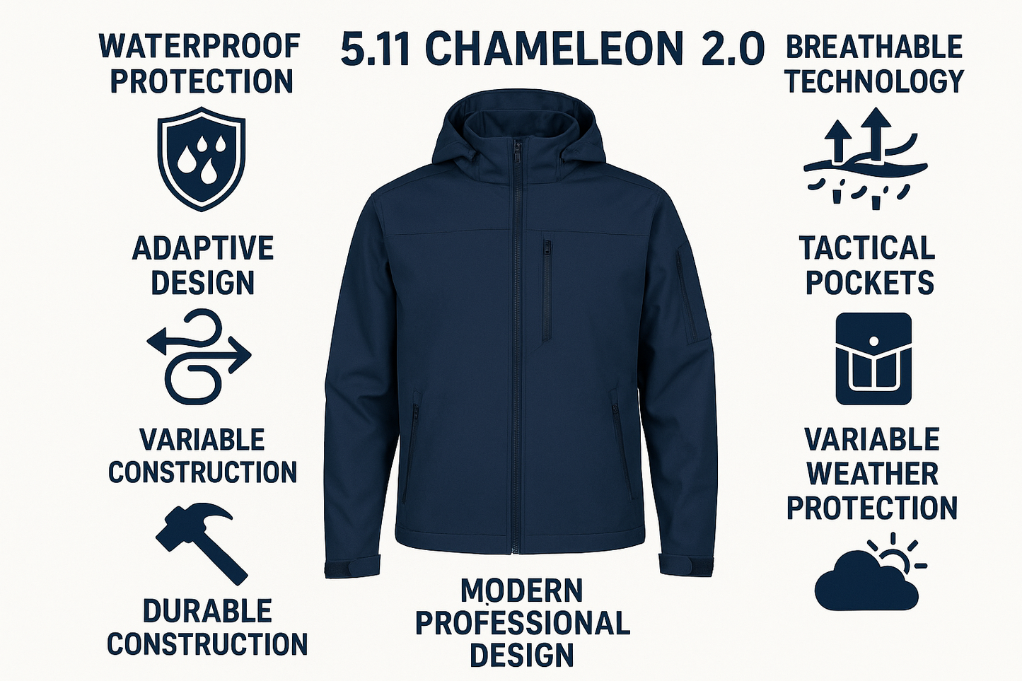 5.11 Chameleon 2.0 Jacket Navy Features