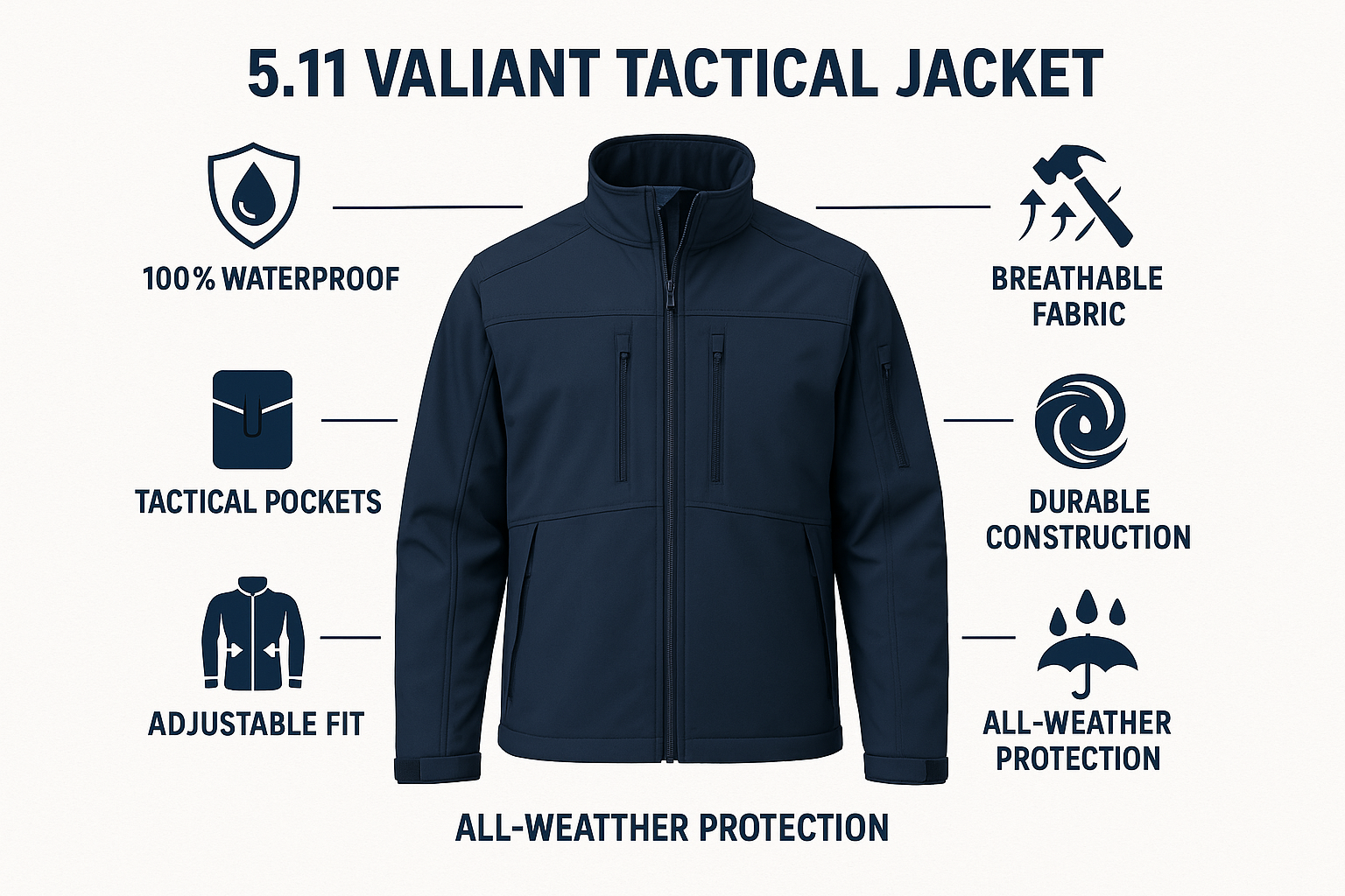 5.11 Valiant Jacket Navy Features