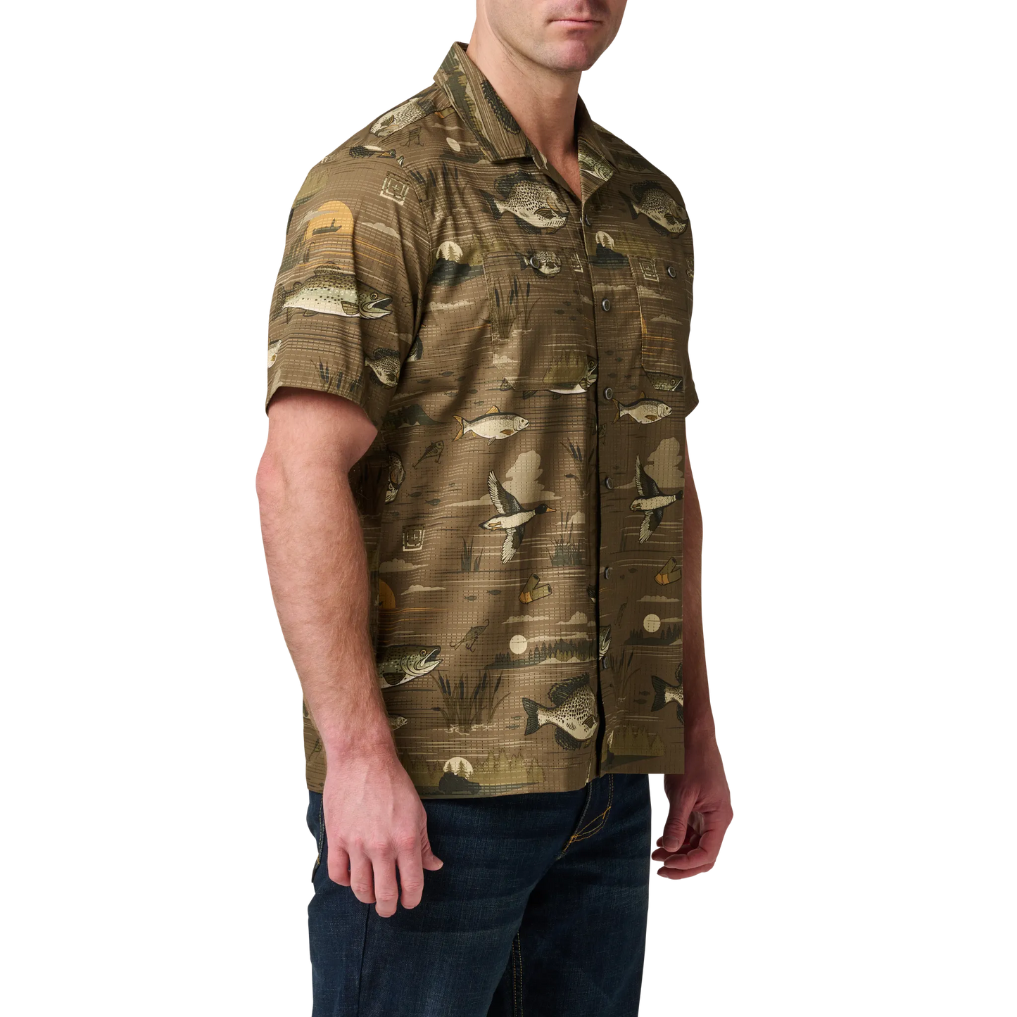 Great Adventure Print Short Sleeve Shirt – Field Green Great Outdoors
