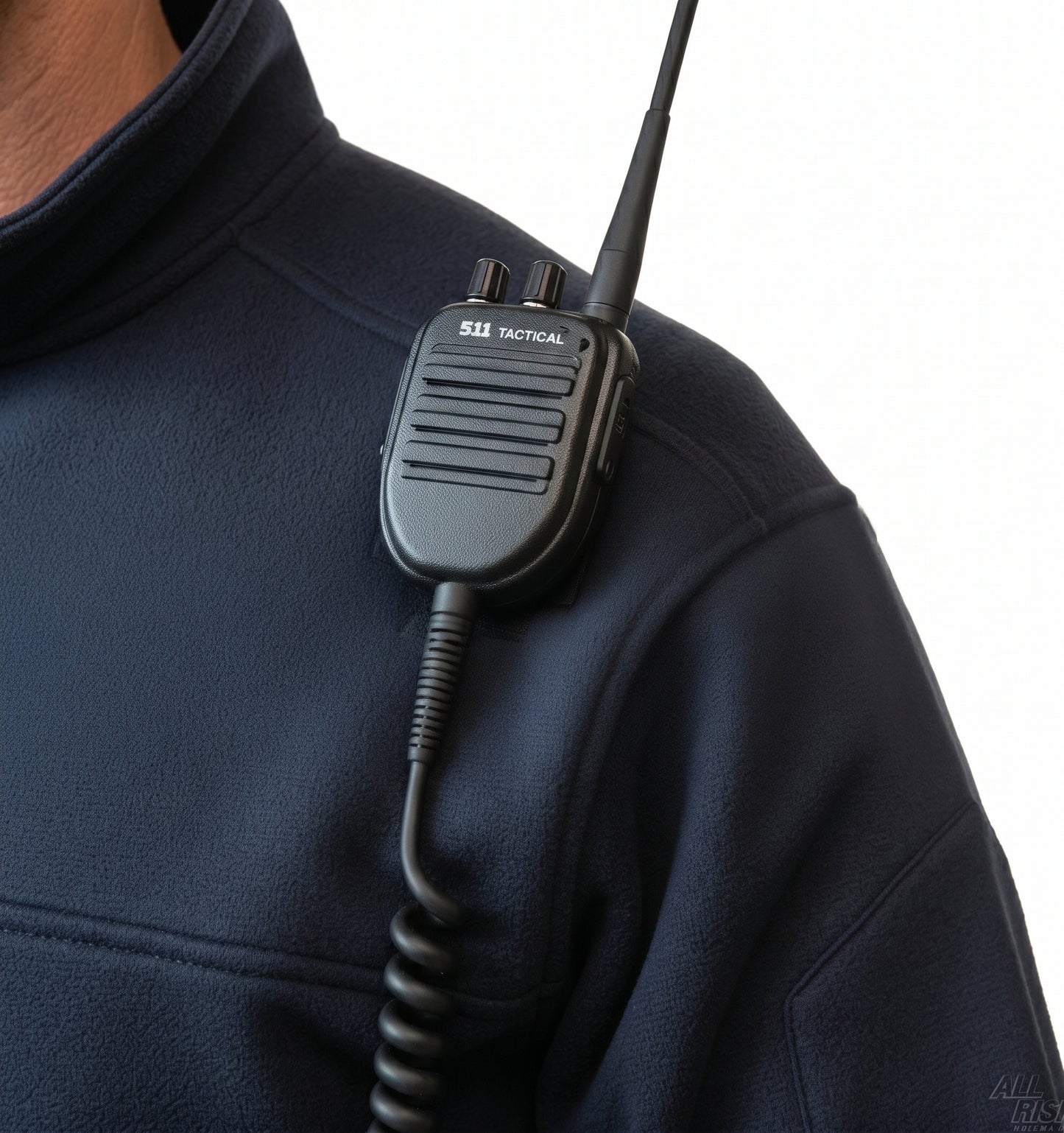 Close-up of 5.11 Tactical Job Shirt Shoulder Mic Pocket with Radio