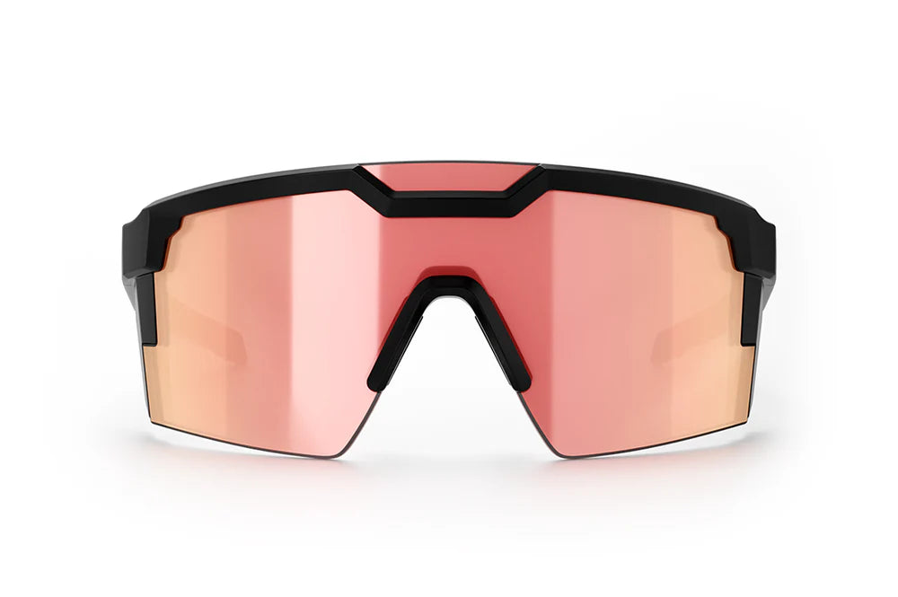 Future Tech Sunglasses: Polarized Rose Gold Side Stripe Red Customs Z87+ - Heatwave