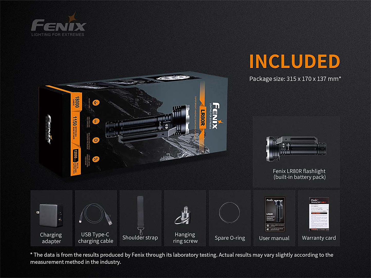 Fenix LR80R Flashlight - 18000 Lumen Spotlight