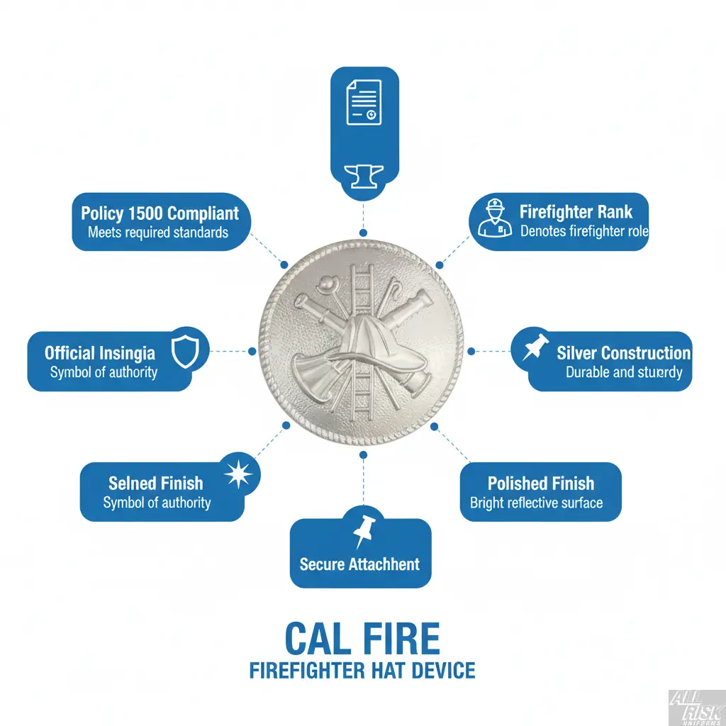 Firefighter Hat Device Features with Silver Badge