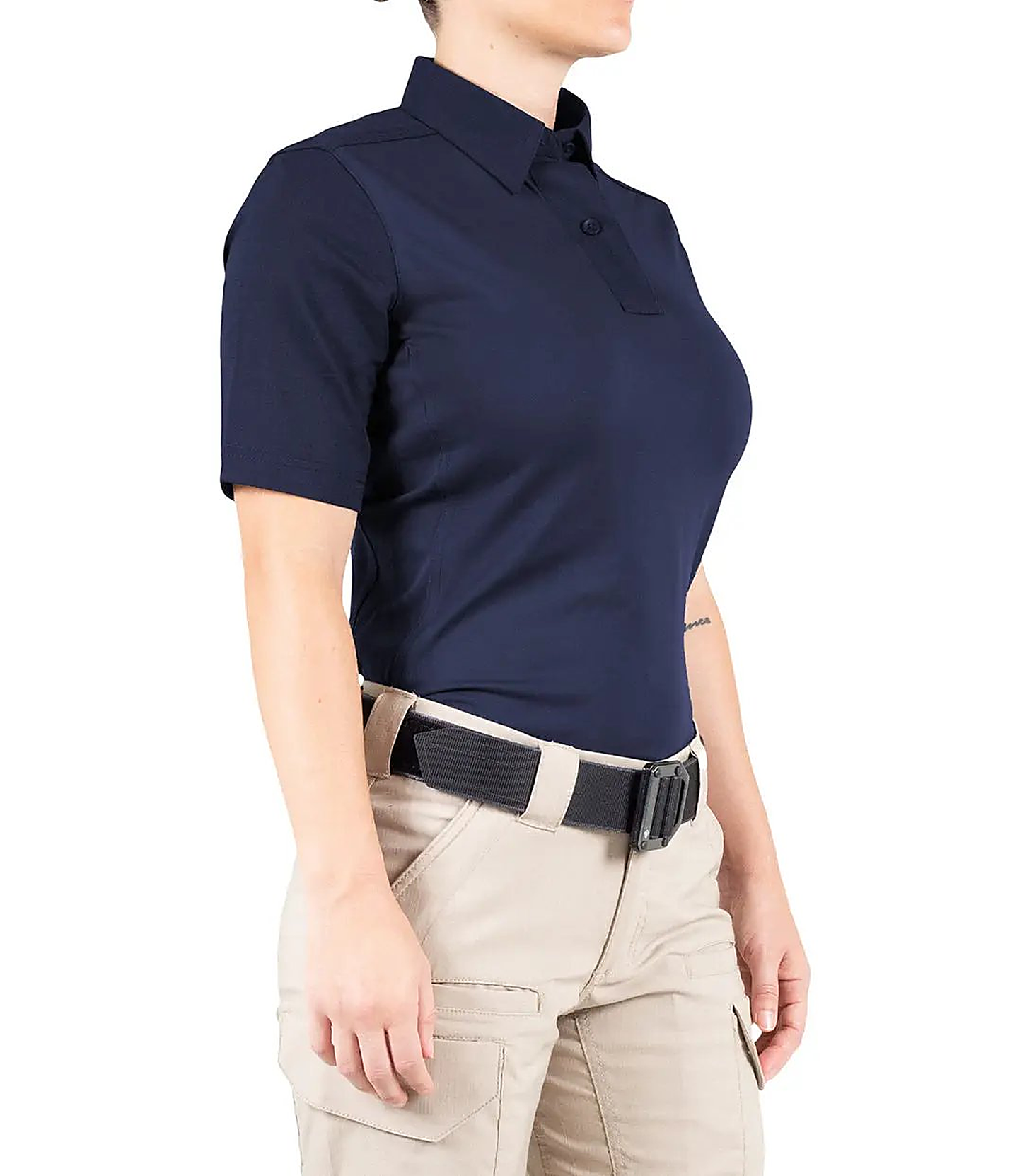 First Tactical Womens Pro Perf Short Sleeve - Midnight Navy - close-up detail