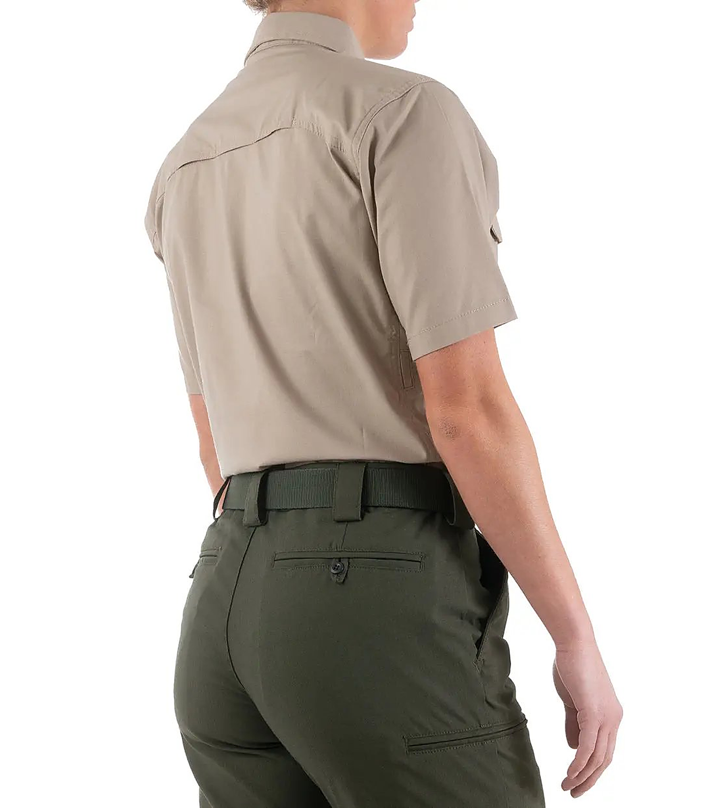 First Tactical Womens V2 Tactical Short Sleeve - Khaki - back view