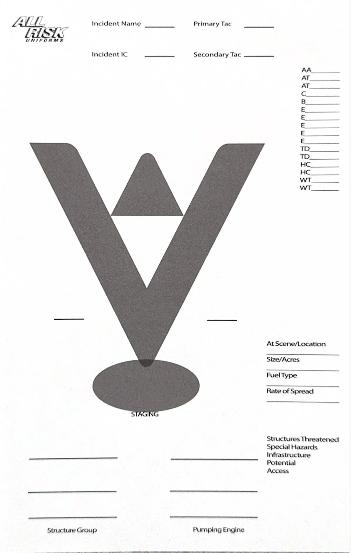 Vegetation Fire Run Sheet ALL RISK UniformsCAL FIRE ALL RISK Uniforms