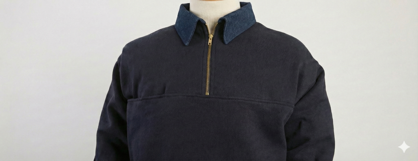 Denim Collar Job shirt - detail view