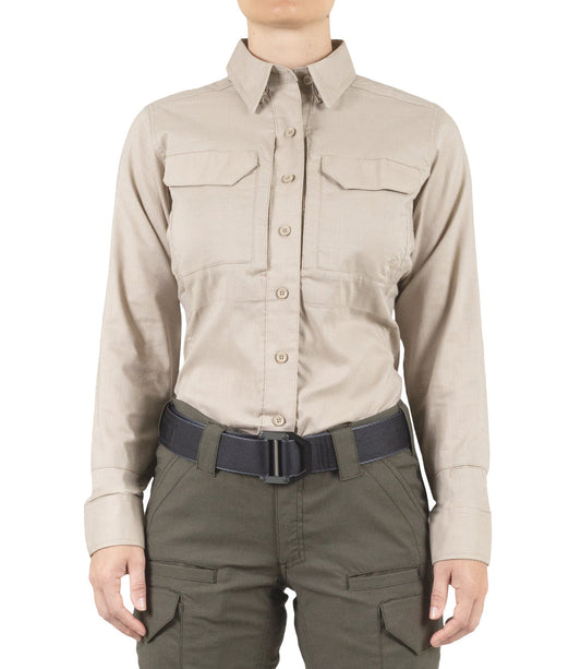 First Tactical Womens V2 Tactical Long Sleeve - Khaki ALL RISK UniformsCAL FIRE   ALL RISK Uniforms