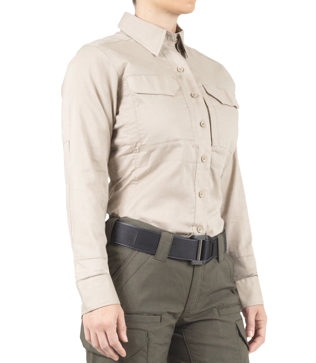 First Tactical Womens V2 Tactical Long Sleeve - Khaki ALL RISK UniformsCAL FIRE   ALL RISK Uniforms