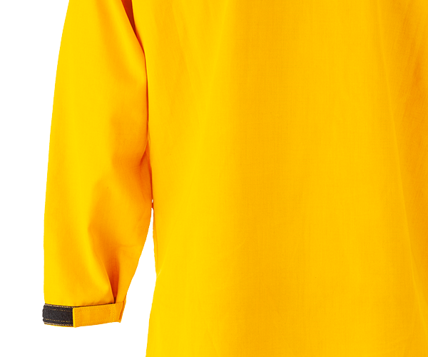 VFT Brush Shirt Pro detail showing NFPA 1977 certification label, Tecasafe fabric quality, and flame-resistant construction"