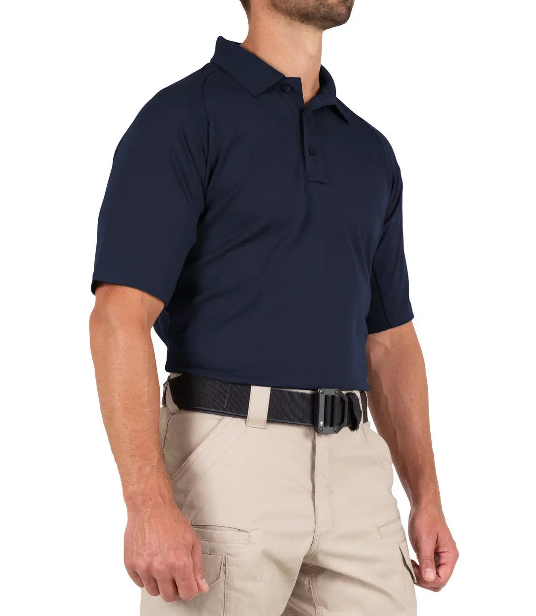 First Tactical Men's Performance Short Sleeve Polo - Midnight Navy - detail view