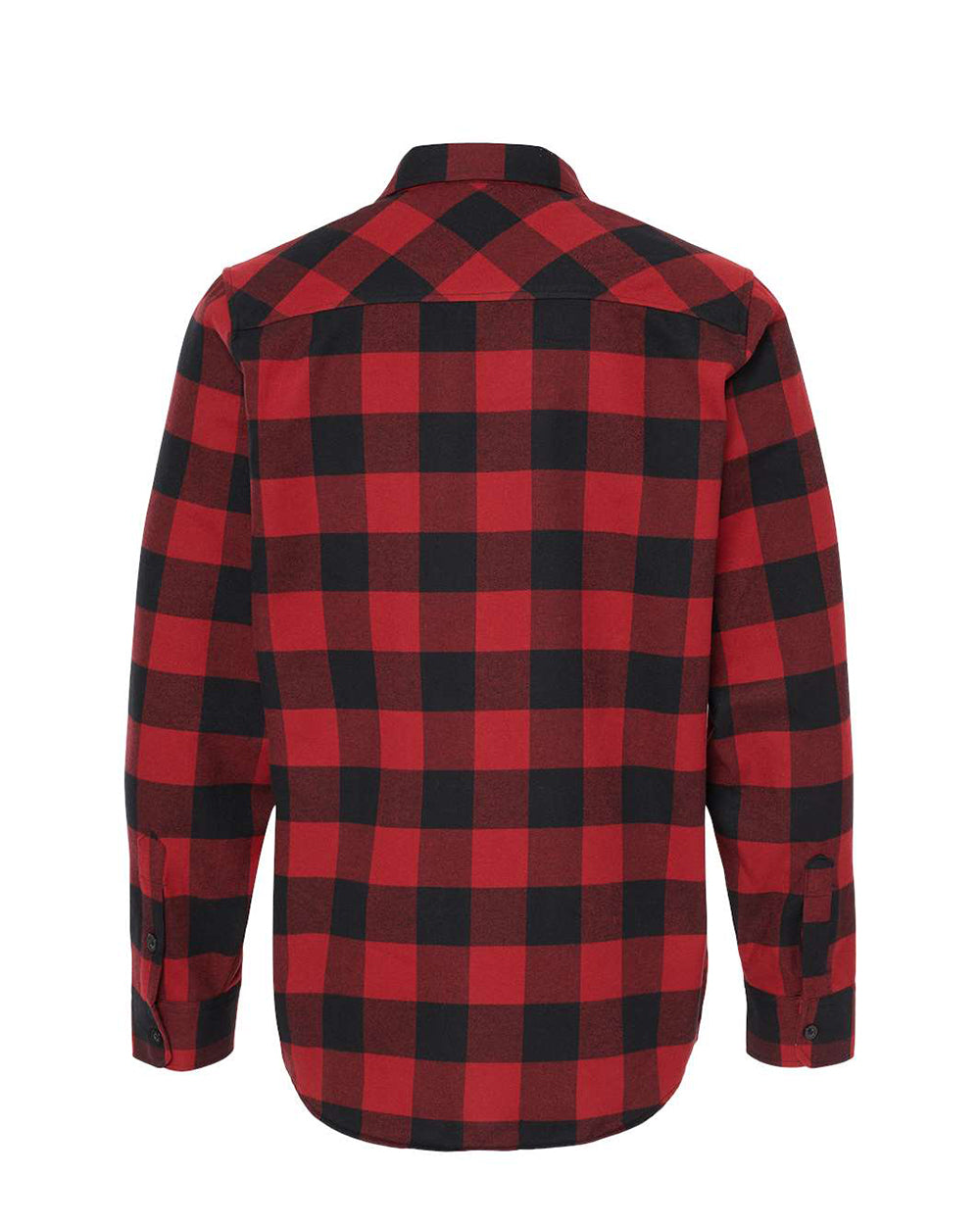 Independent Trading Company Men's Flannel Shirt in Red Black — back view (2)