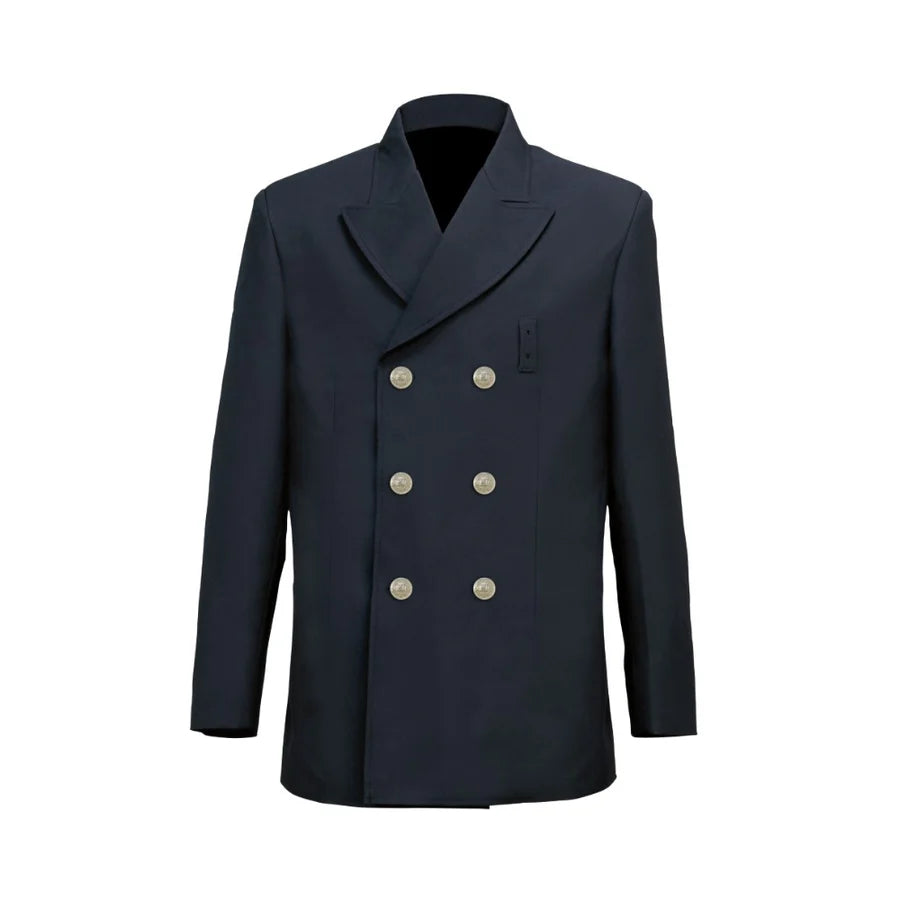 CAL FIRE Class A black double breasted dress jacket Policy 1500 compliant with Eureka buttons and sleeve stripe front view