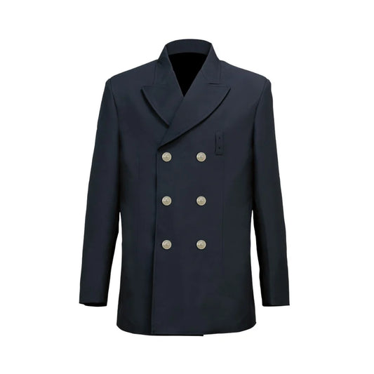 CAL FIRE Class A black double breasted dress jacket Policy 1500 compliant with Eureka buttons and sleeve stripe front view