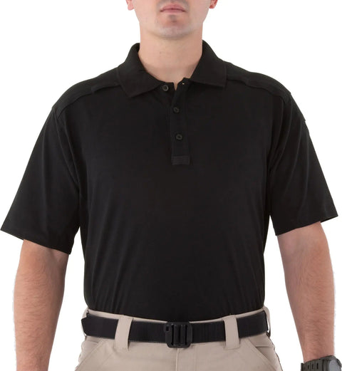 First Tactical Men's Cotton Short Sleeve Polo - Black