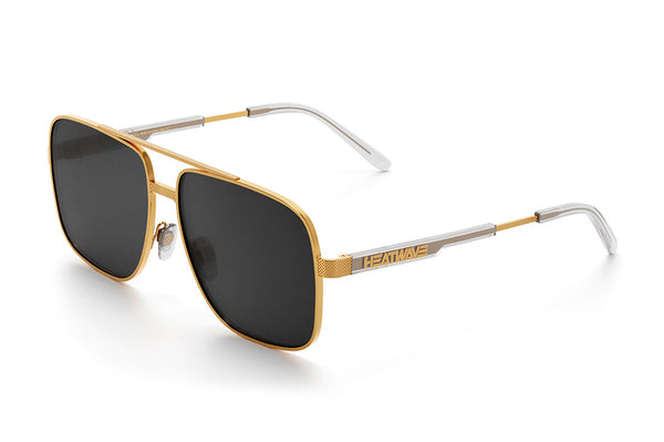 Nimitz Sunglasses: Gold Frame Black Lens
