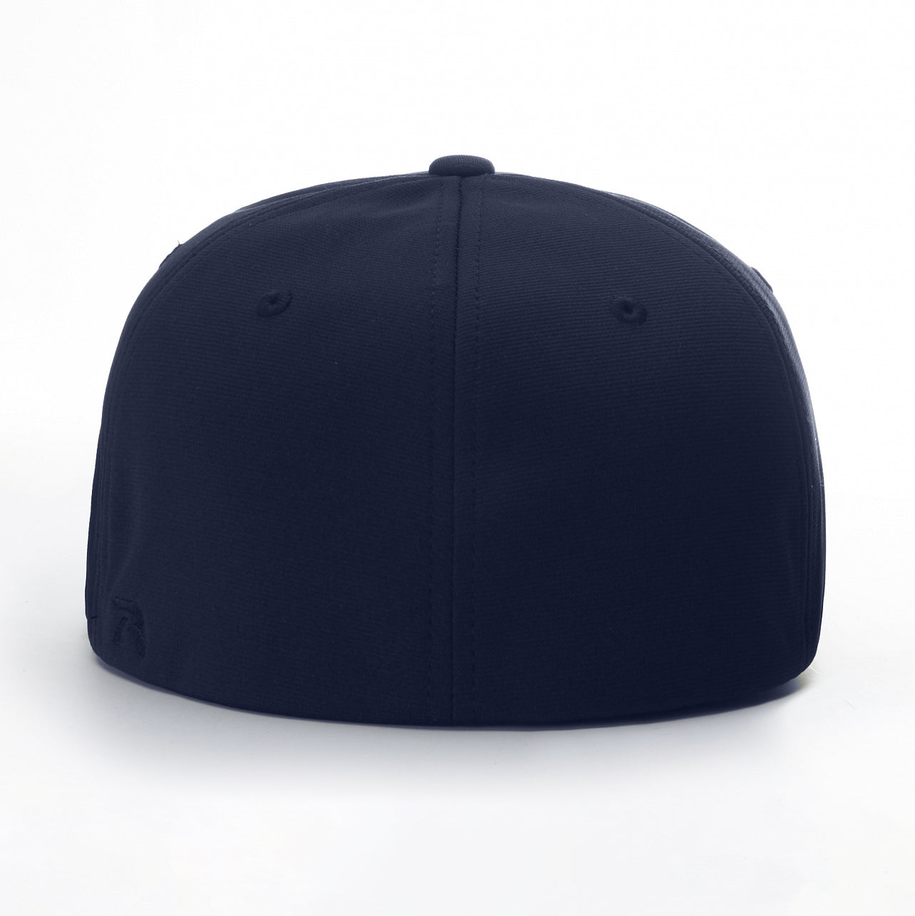 Back view of the midnight navy Richardson 653 Stretch-Fit Hat, showing the crown and closure.
