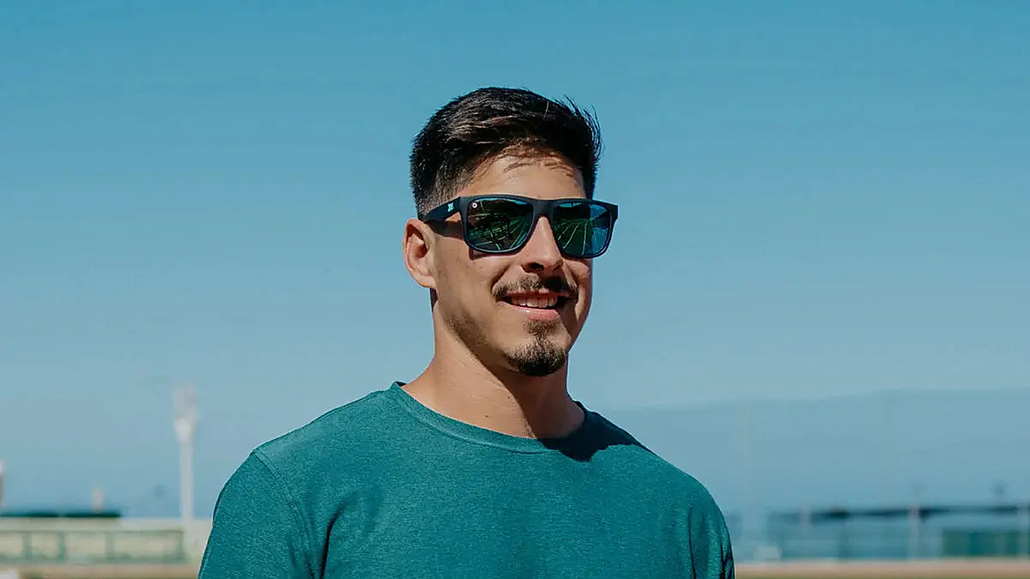 Rubberized Navy / Mint Torrey Pines Sport - Knockaround Sunglasses - side view