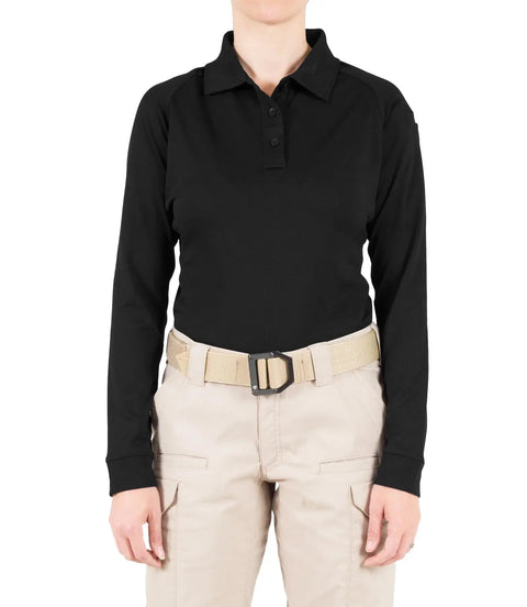 First Tactical Womens Performance Long Sleeve Polo - Black