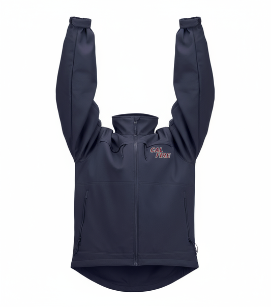 CAL FIRE 5.11 Chameleon 2.0 Jacket Navy Blue - Dynamic Product Shot with Arms Raised