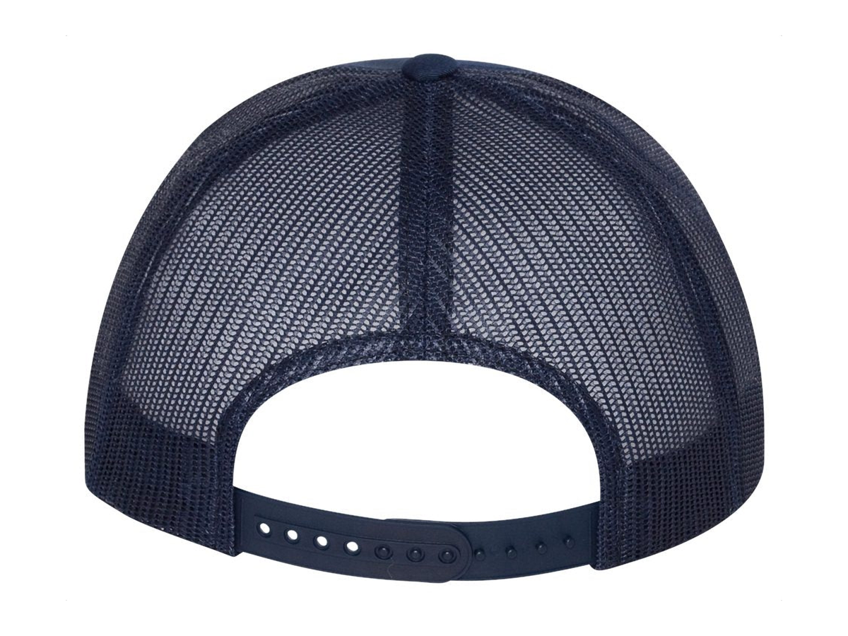 YP Classics 6006 five-panel trucker hat in navy - back view