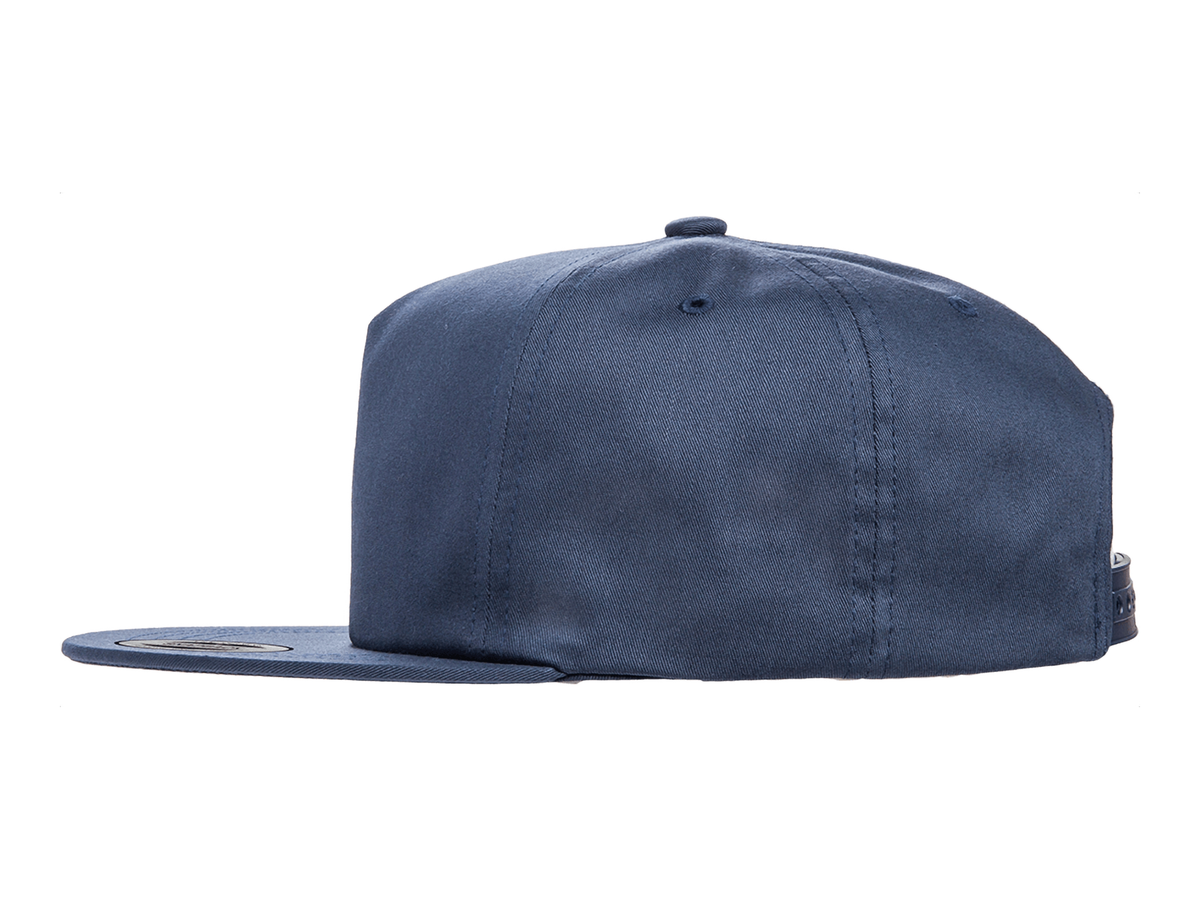YP Classics 6502 five-panel flat bill snapback in navy - side view