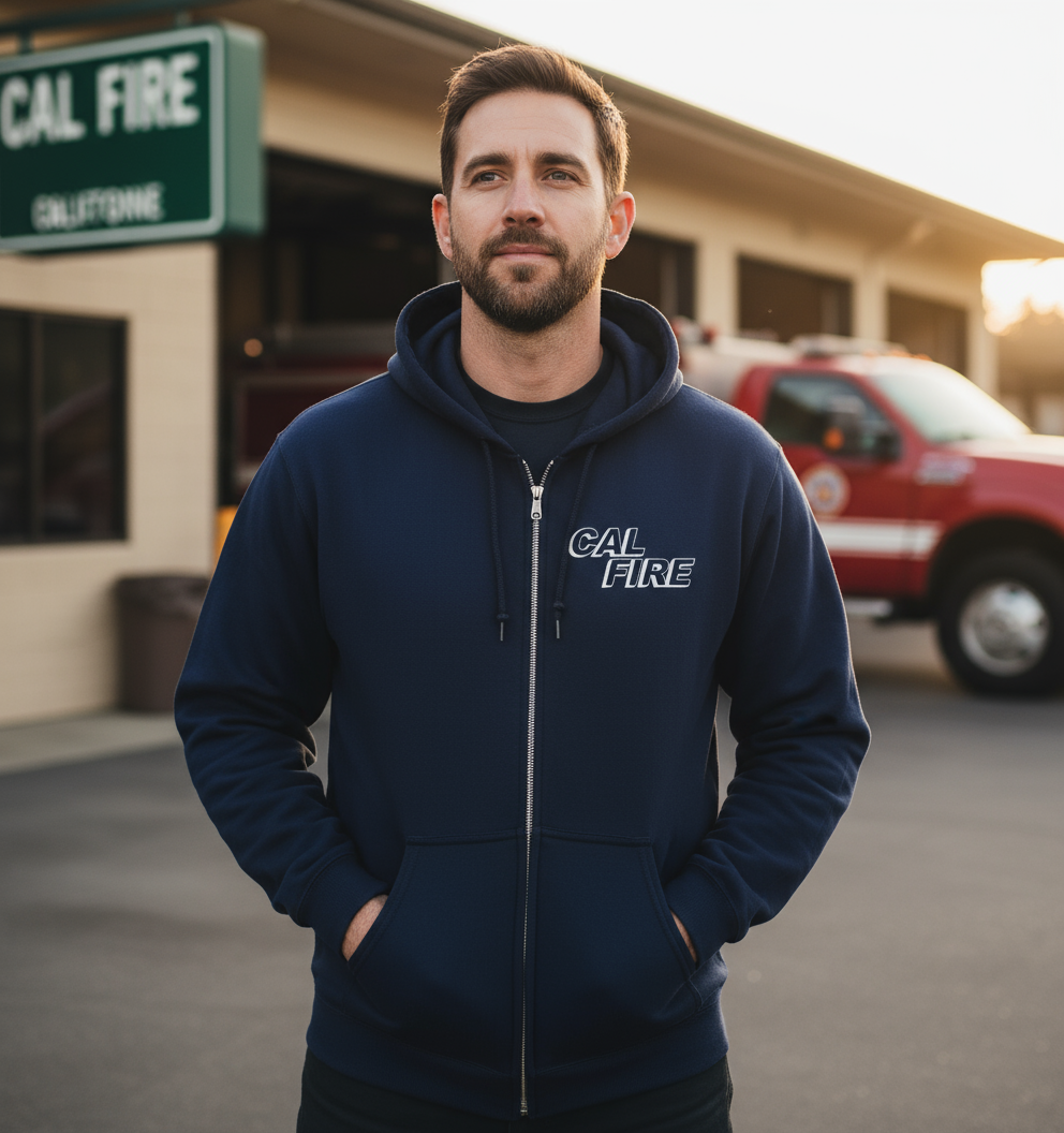Cal Fire Zip Hoodie Lifestyle