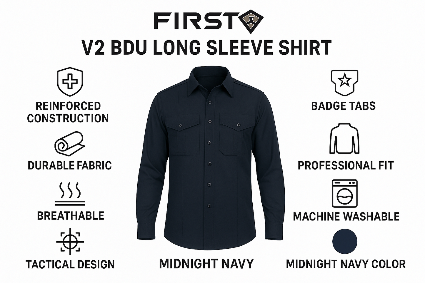 First Tactical BDU Long Sleeve Shirt Features