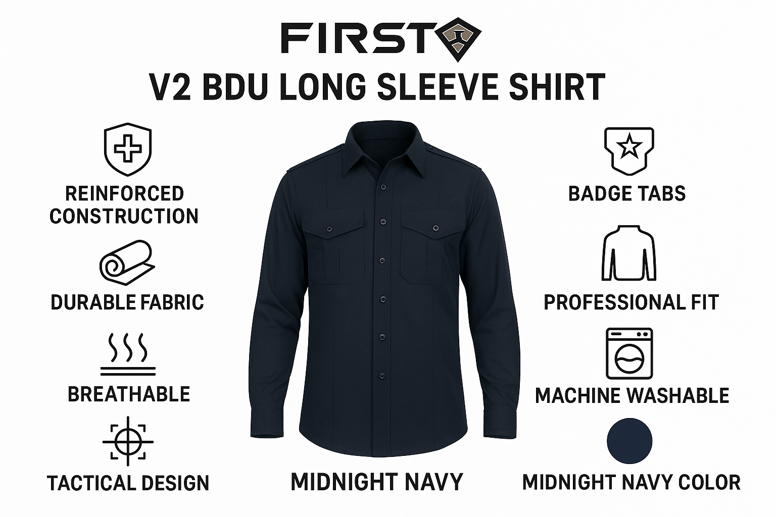 First Tactical BDU Long Sleeve Shirt Features