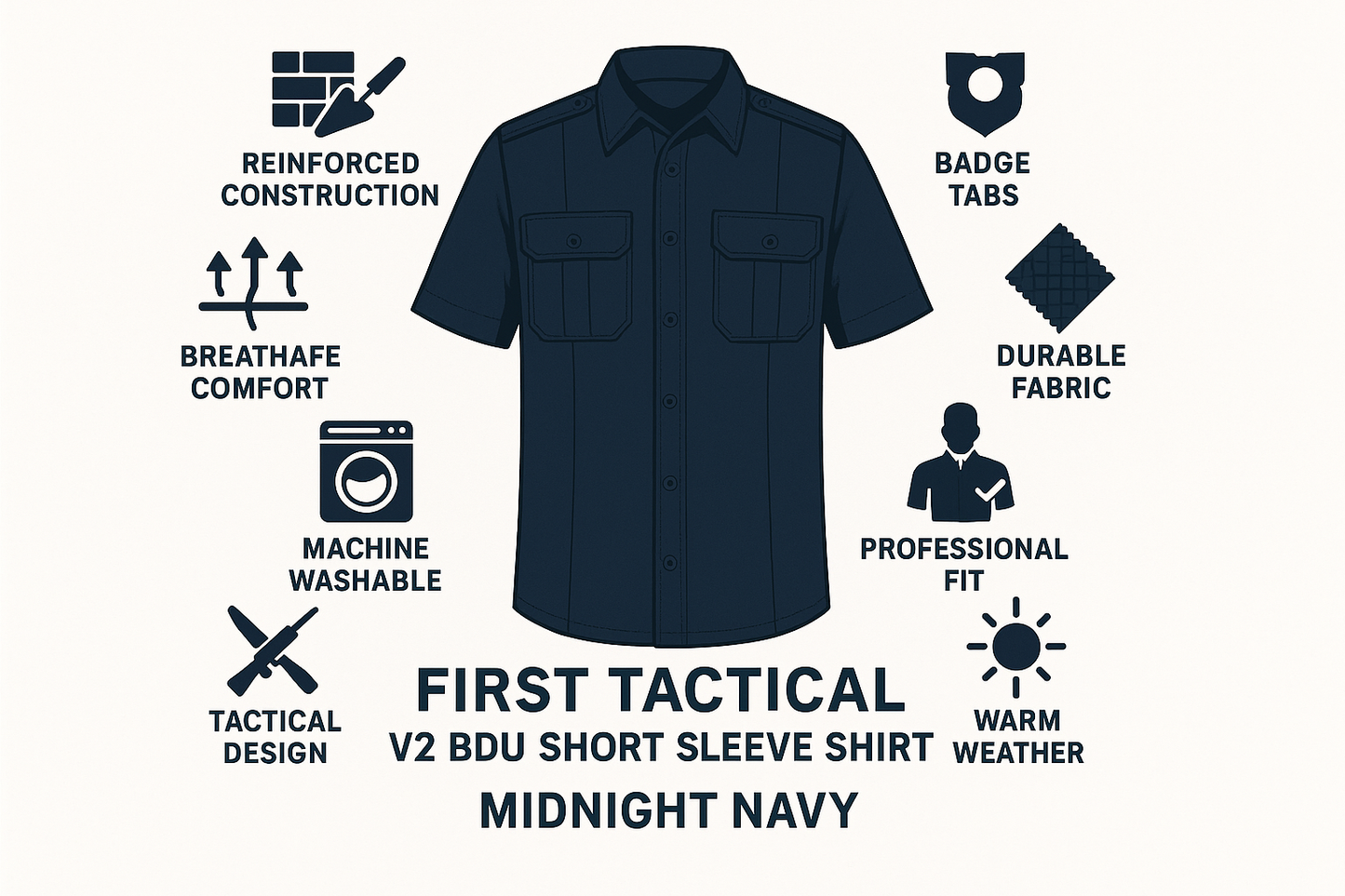 First Tactical BDU Short Sleeve Shirt Features