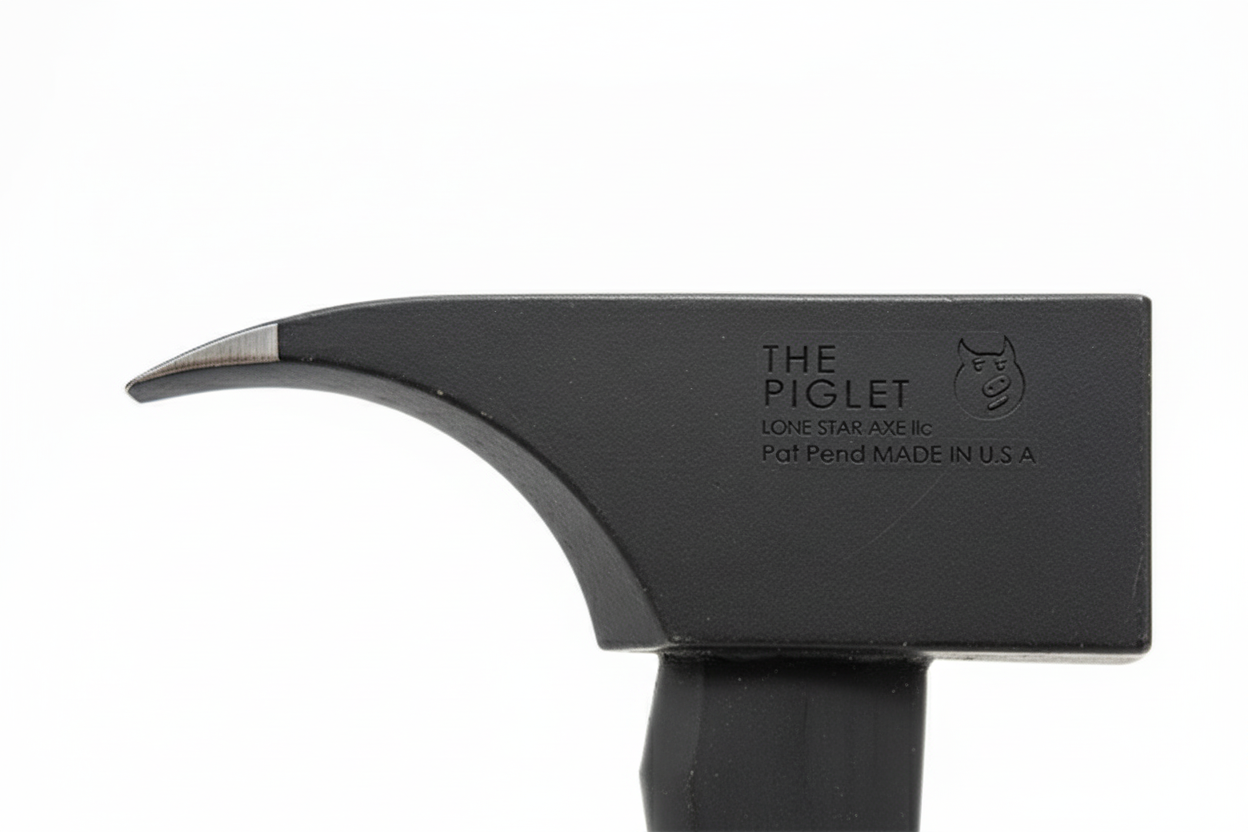 PIGlet forcible entry tool head detail - close-up showing 6lb cast tool steel head with black oxide finish for rust protection