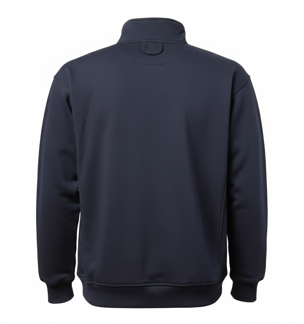 Back view of 5.11 job shirt showing no-roll collar, locker loop, and side seam handwarmer pocket