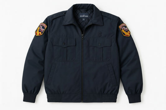 CAL FIRE Flying Cross 2-in-1 Duty Jacket midnight navy with official California Department of Forestry and Fire Protection shoulder patches - front view