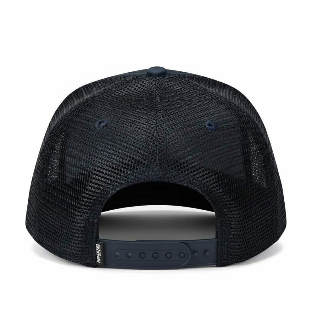 New Era 403 Snapback Hat in midnight navy with CAL FIRE union logo - back view showing snapback closure and structured construction
