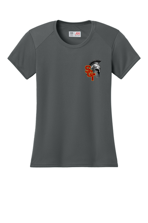 Siskiyou Trojans Ladies Short Sleeve Performance Crew – Graphite
