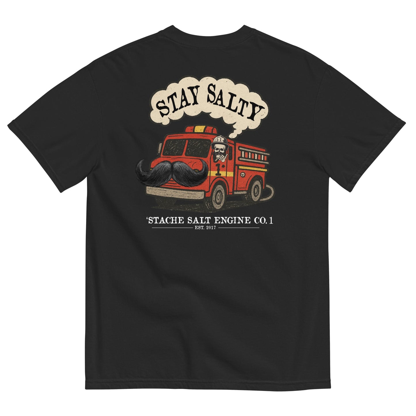 'Stache Salt Engine Co. 1 Tee in Black — back view