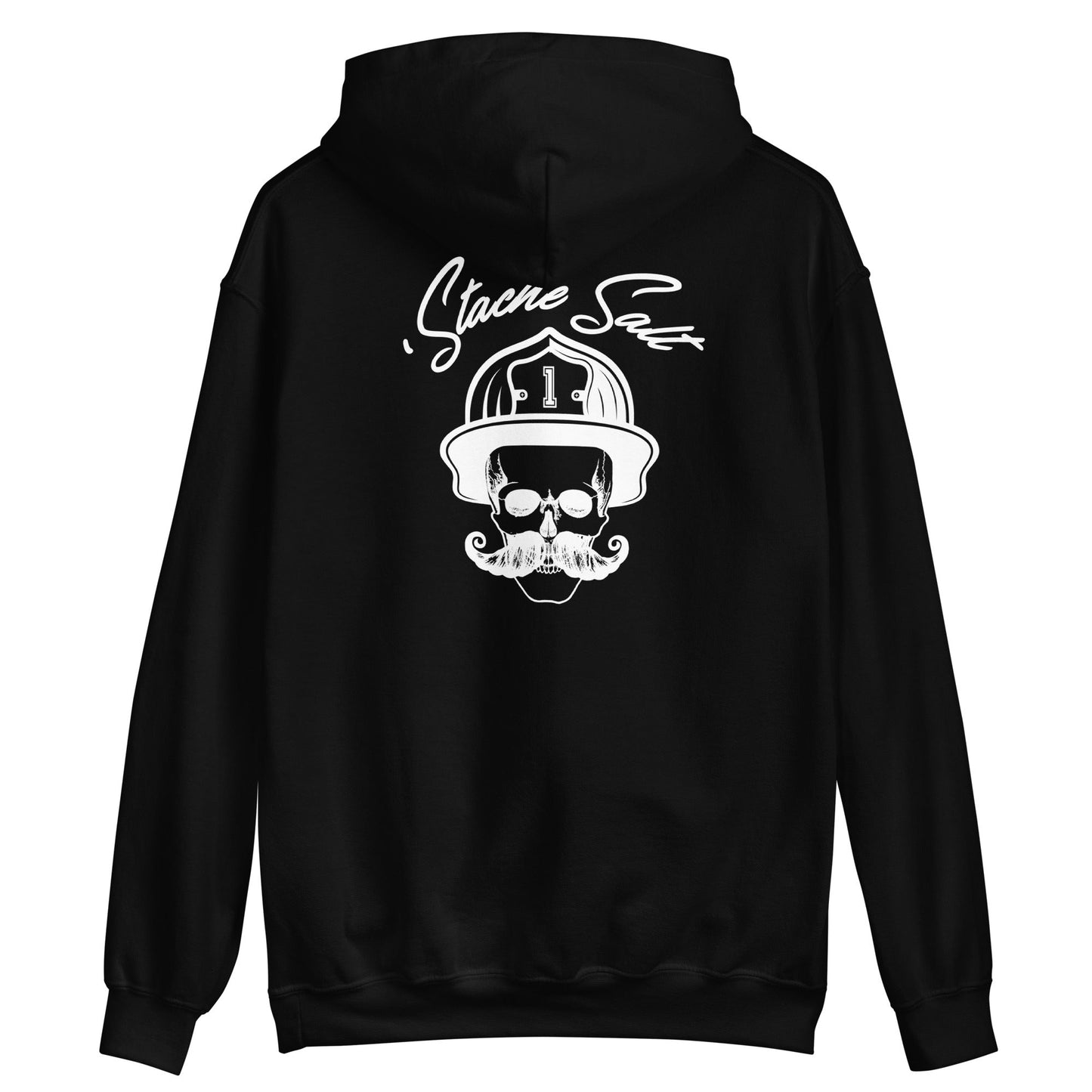Stache Salt Contrast OG Hoodie in Black — back view