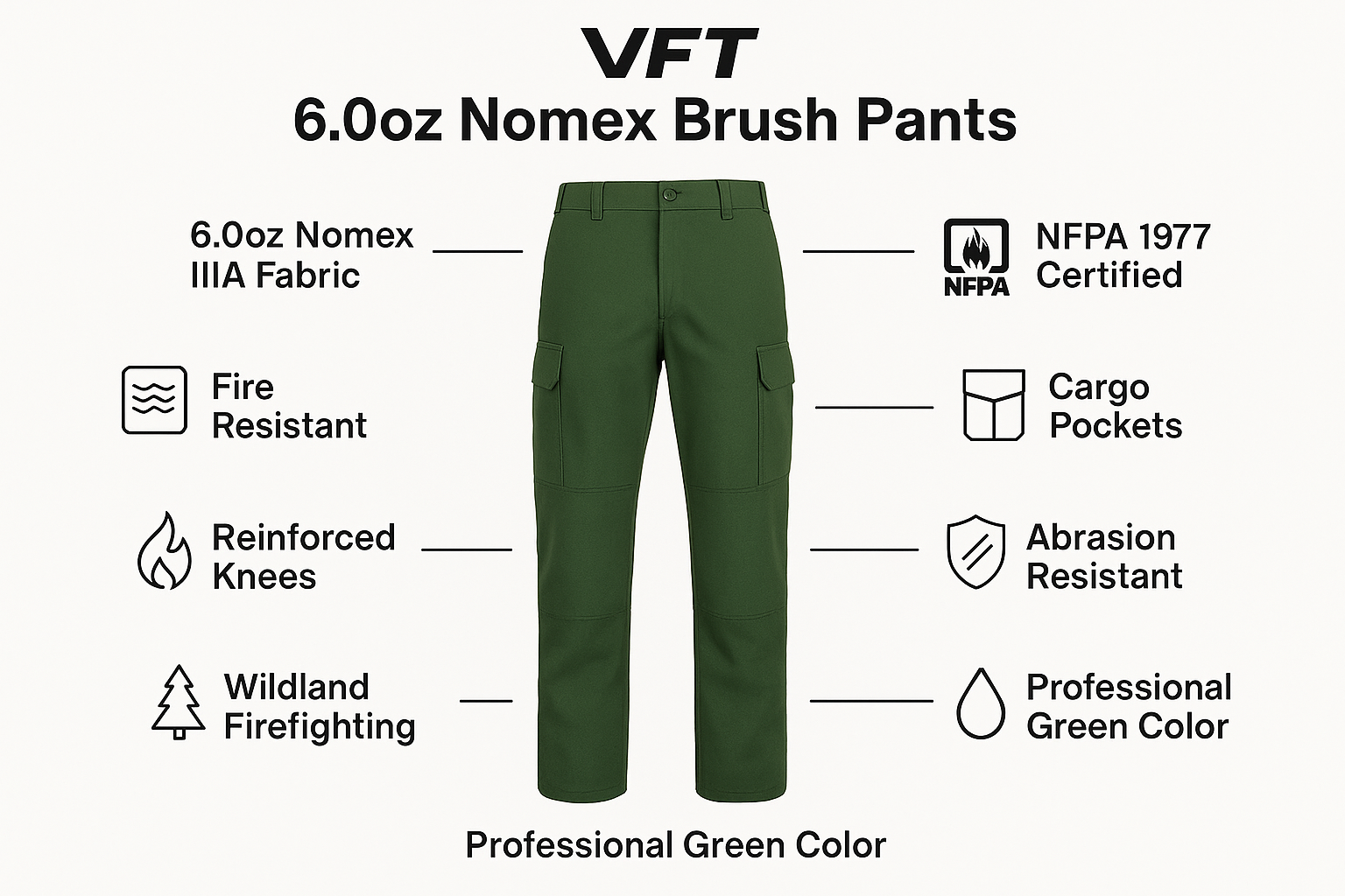 VFT 6.0oz Nomex Brush Pants product information graphic