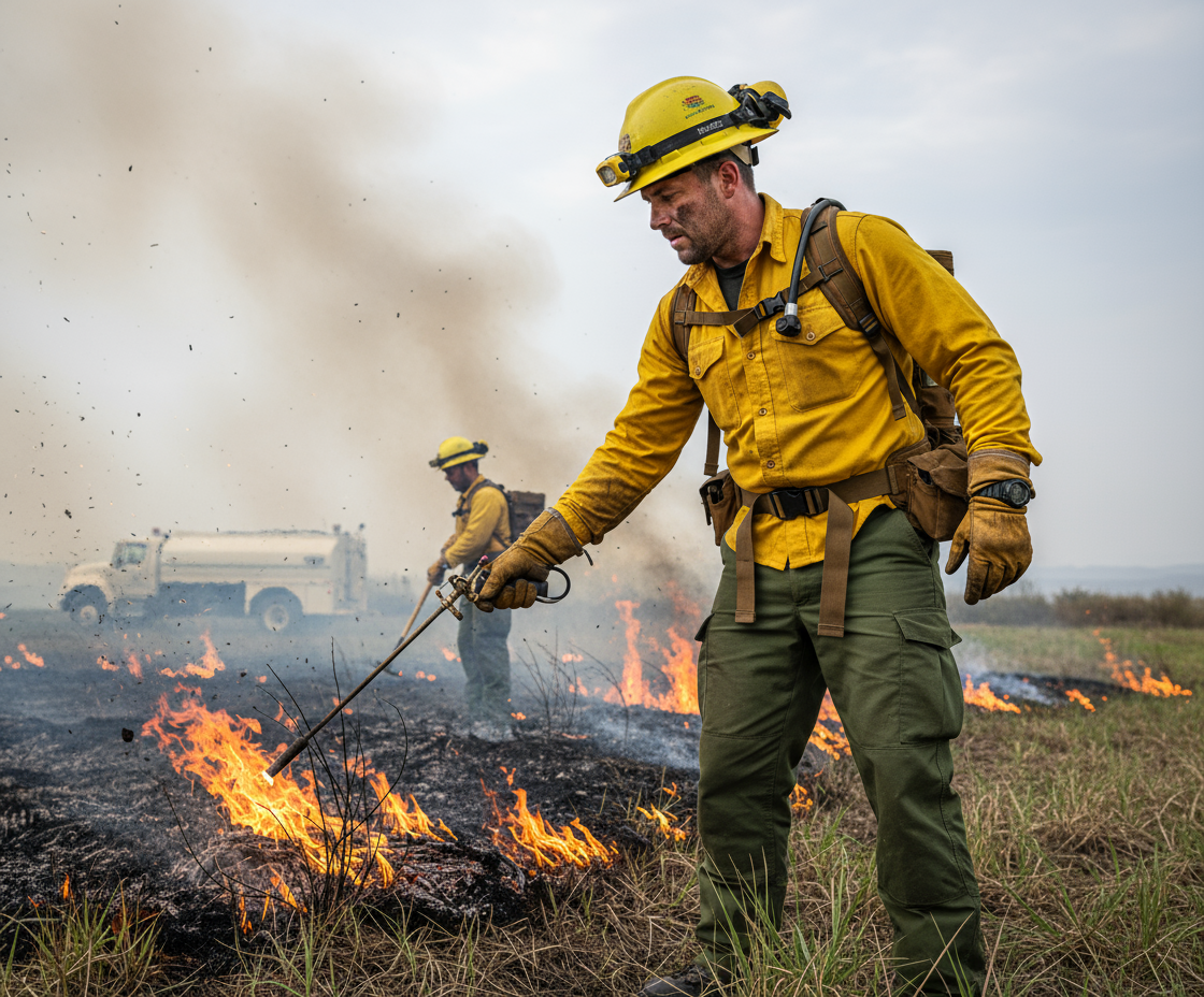 VFT Brush Shirt Pro - Hotshot Crew Member During Prescribed Burn Operation