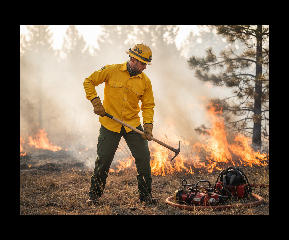 VFT Brush Shirt Pro - Wildland Firefighter Wearing Tecasafe Shirt in Field Operations