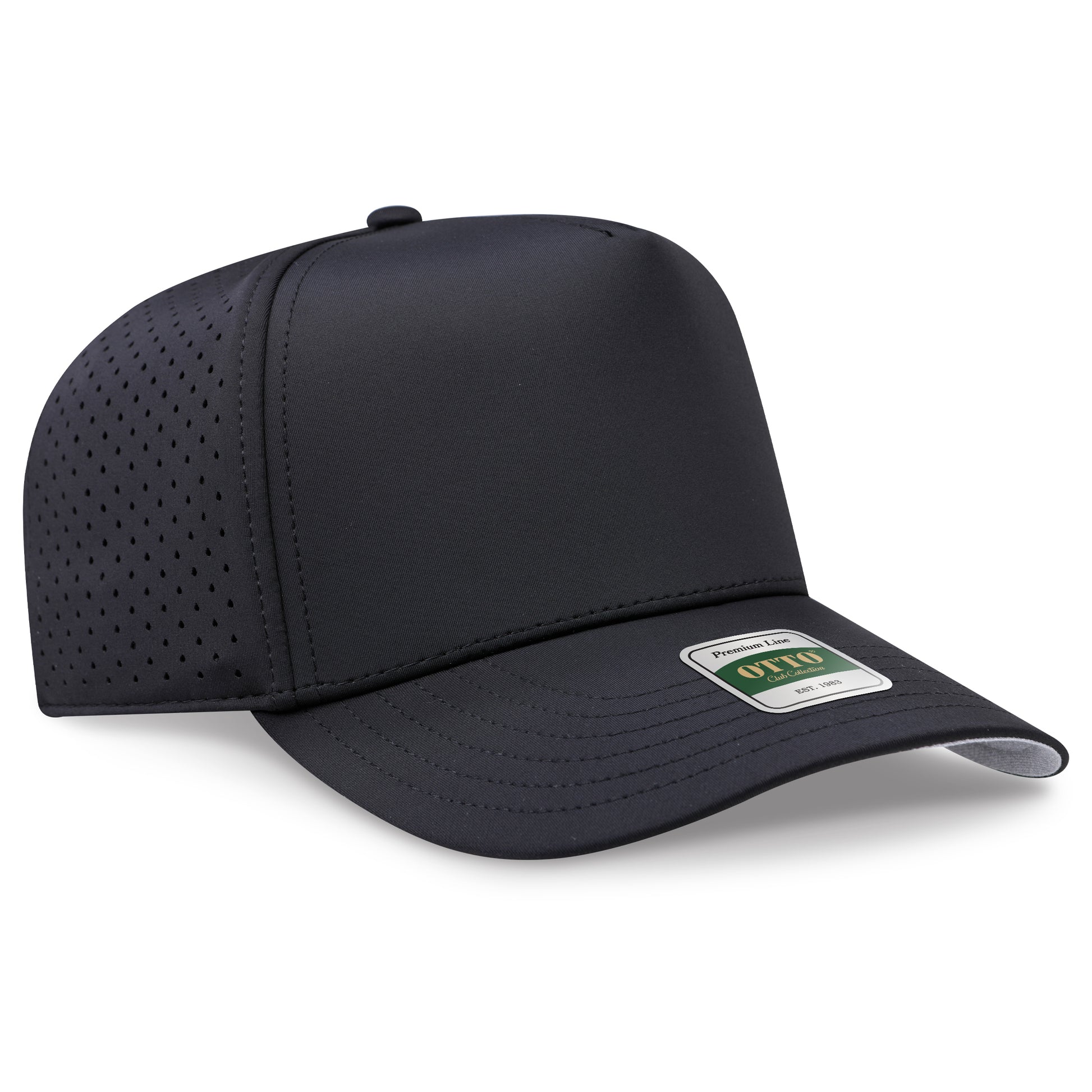 OTTO 105 Club Collection 5 Panel Mid Profile Perforated Cap – CoolNyl™ - Black
